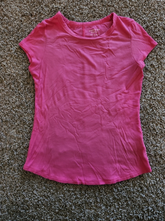 American Eagle Outfitters Tops - American Eagle Outfitters Bright Pink Ribbed Short Sleeve Tee